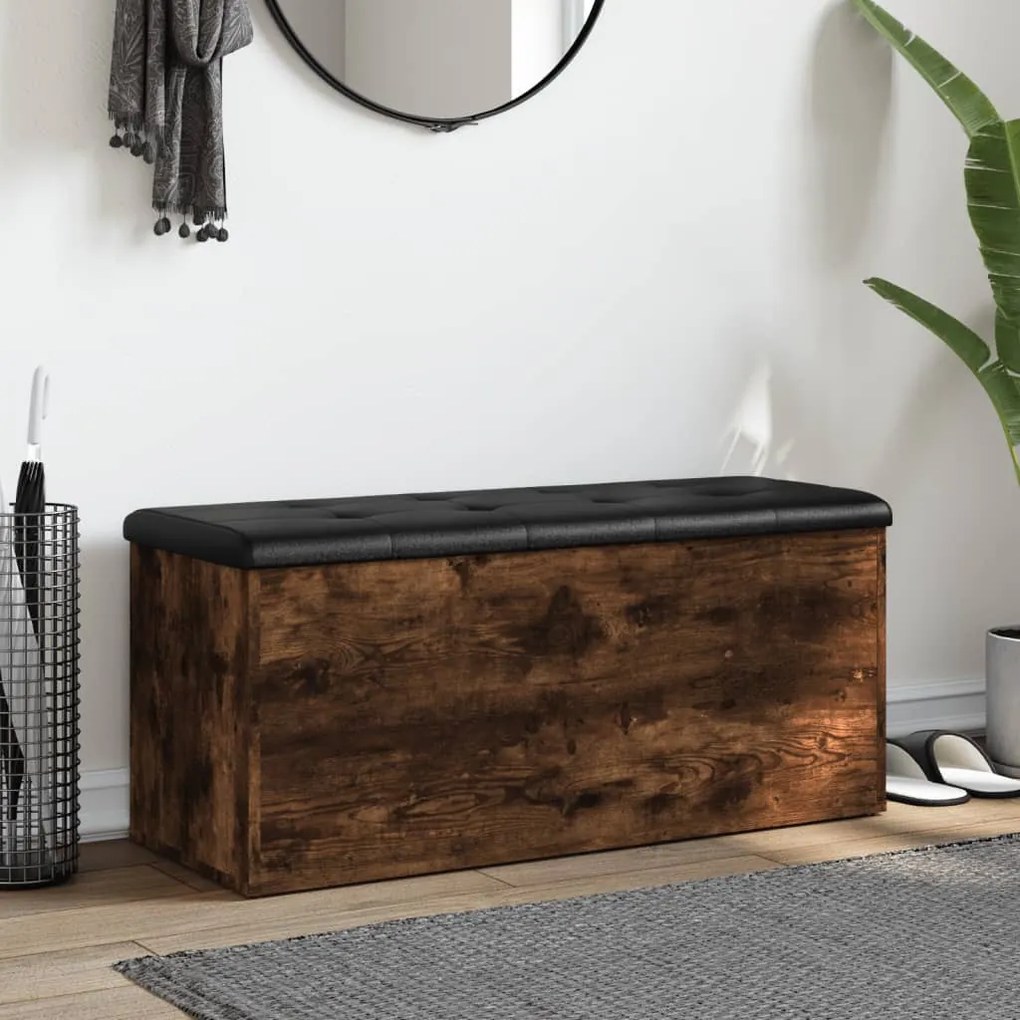 füstös tölgy színű szerelt fa tárolópad 102 x 42 x 45 cm