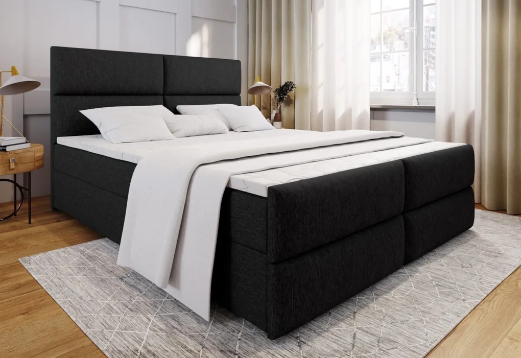 MILON kárpitozott boxspring ágy + topper, 160x200, sawana 05