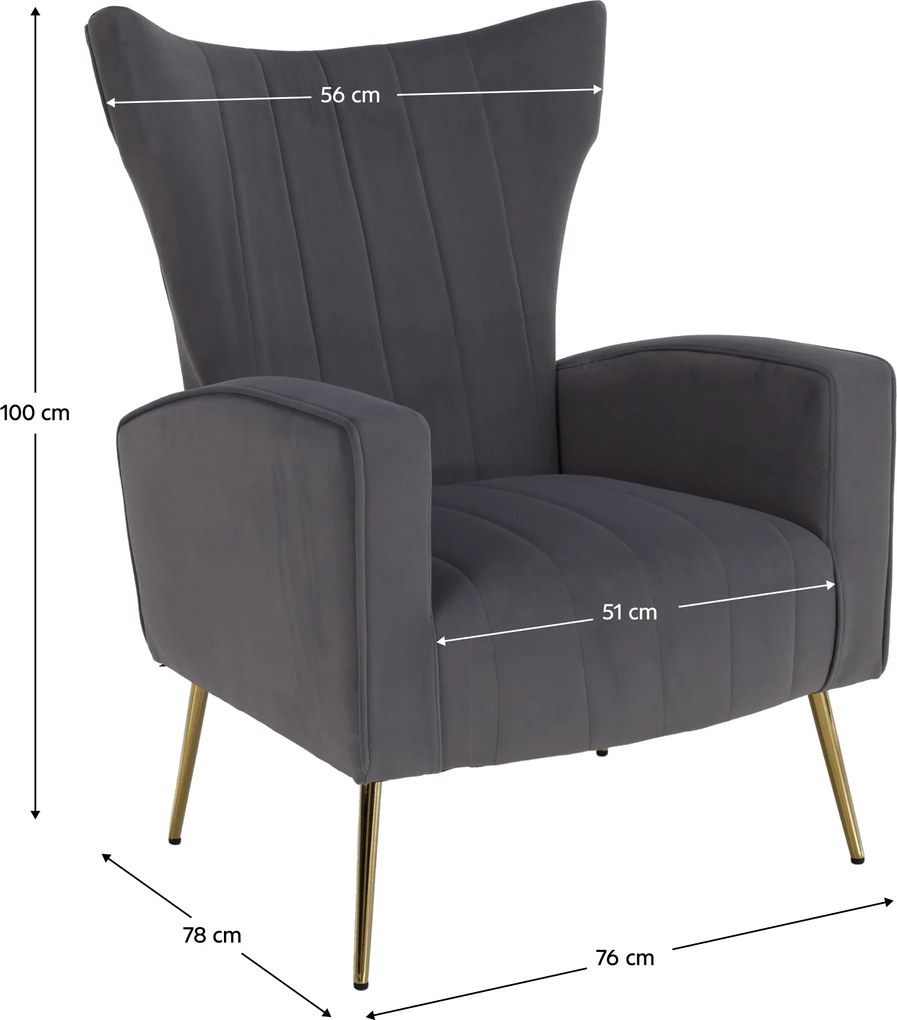 Relaxfotel, szürke Velvet szövet, BARET