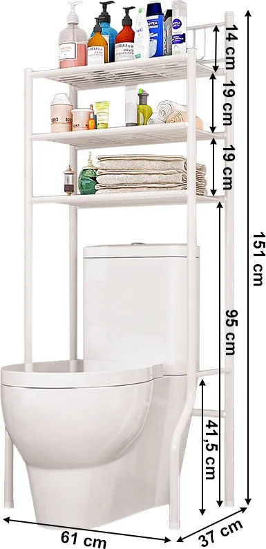 Polc a WC fölé, fehér, REMIN