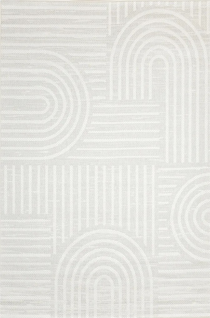 Zsinóros Szőnyeg Kültéri Csíkos Szürke Nyári Krém Erkélyre Haga 240x330 cm