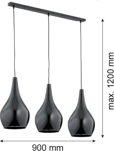 ARGON 1409 SANTANA Többágú Függesztett Lámpa Fekete E27 IP20