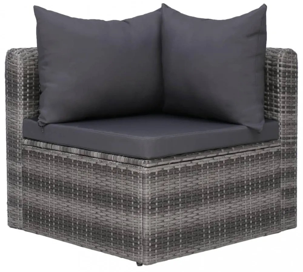2 db szürke polyrattan kerti sarokkanapé