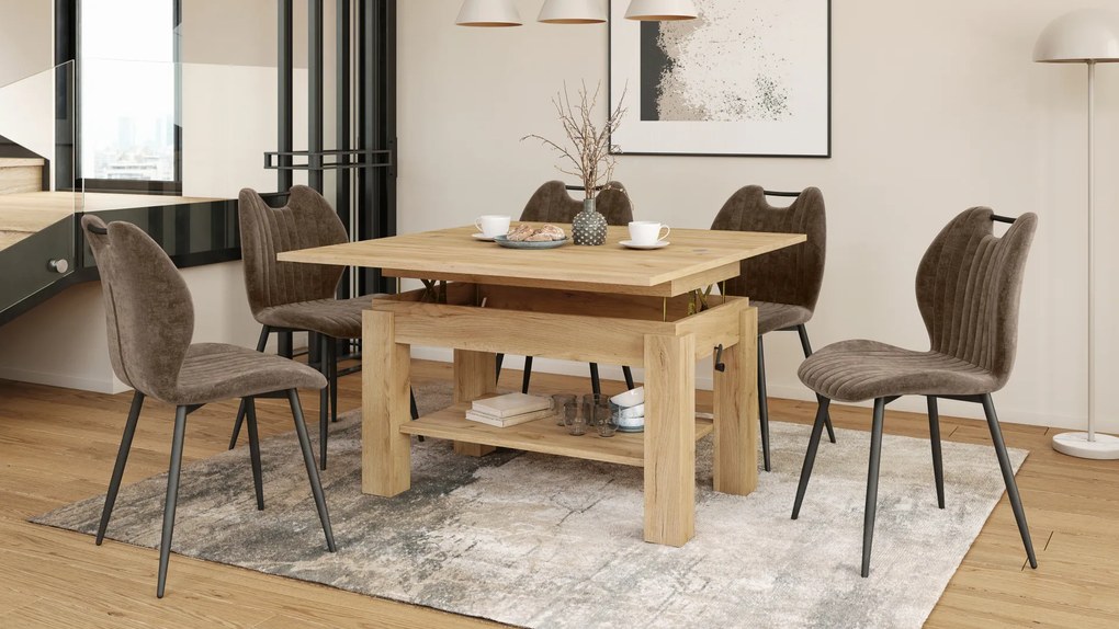 Mazzoni BRAWO Arany Tölgy - NYITHATÓ/MAGASÍTHATÓ DOHÁNYZÓASZTAL POLCCAL ÉTKEZŐASZTALKÉNT IS HASZNÁLHATÓ