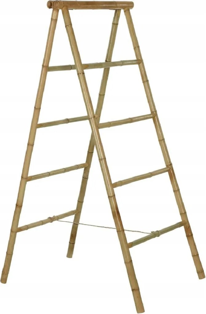 Bambusz törölközőtartó állvány összecsukható 57x140 cm létra 4 keresztléc zsinór