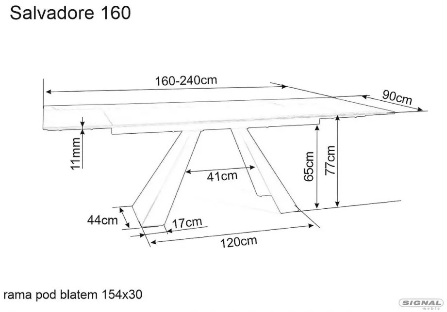 Salvadore bővíthető étkezőasztal matt barna 160-240 cm