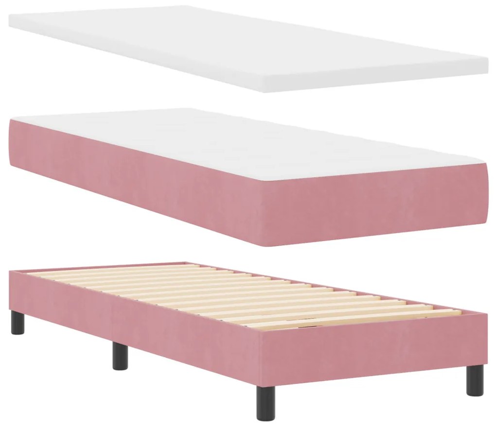 vidaXL Boxspring Ágy Mattal és LED Világítással Rózsaszín 80x200 cm Bársonyos