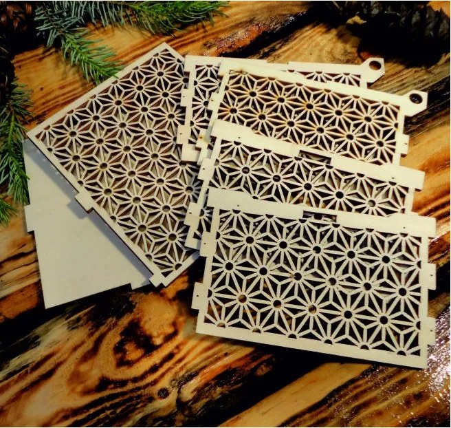 Vintage doboz fából - Könnyű, méret: 12,6x12,6x8,2 cm, félkész - leszállított leszerelés