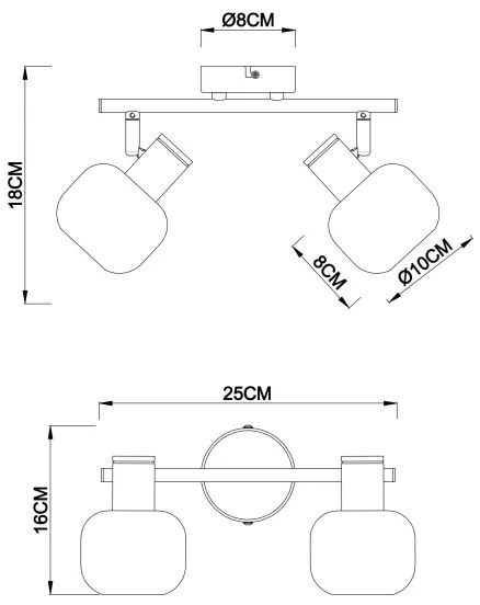 Globo 54303-2 - Spotlámpa PALLO 2xE14/40W/230V