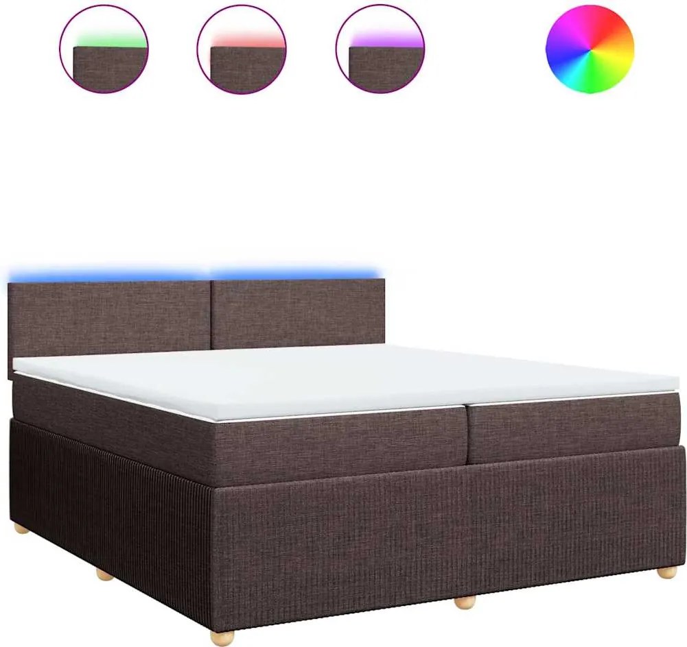 vidaXL sötétbarna szövet rugós ágy matraccal 200 x 200 cm