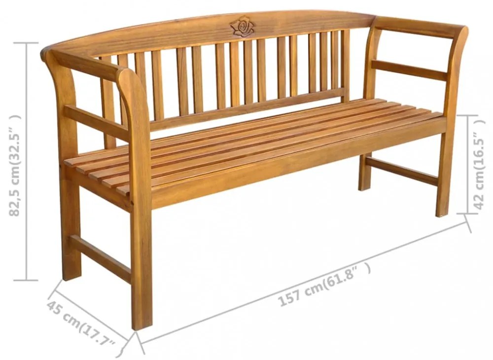 tömör akácfa kerti pad 157 cm