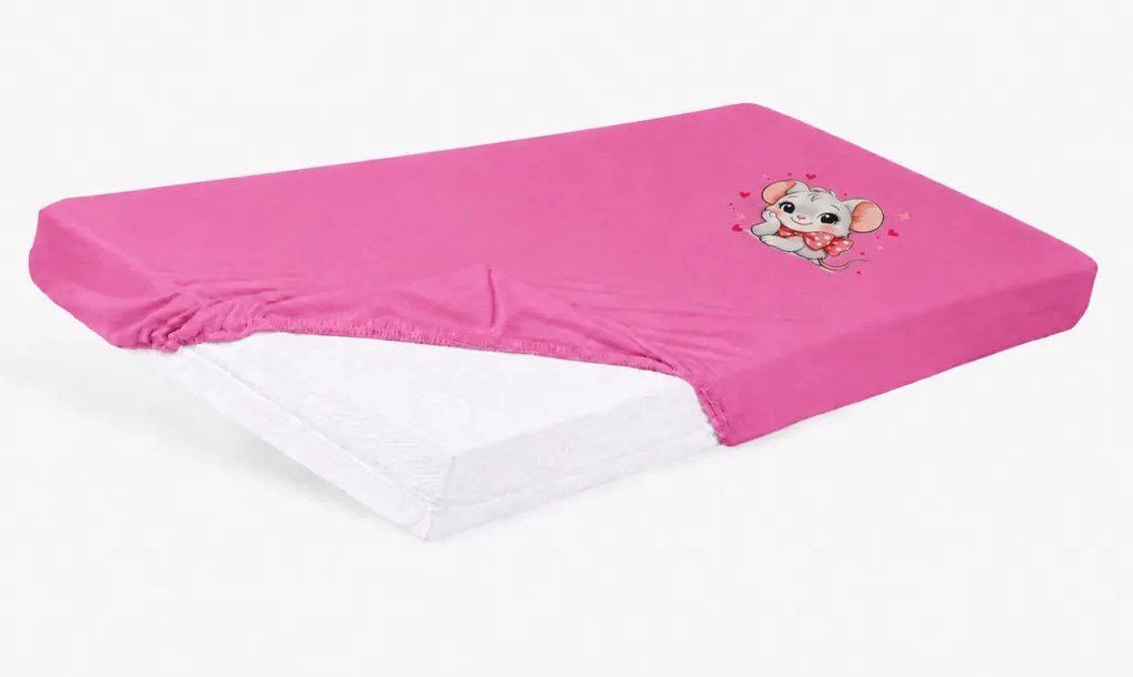 Bébi pamut gumis lepedő 60x120/70x140 - Kisegér mintával