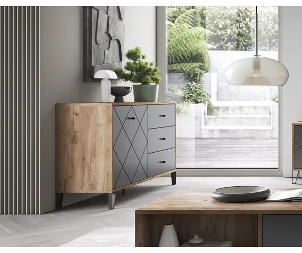 Komód SULA craft tölgy/fekete