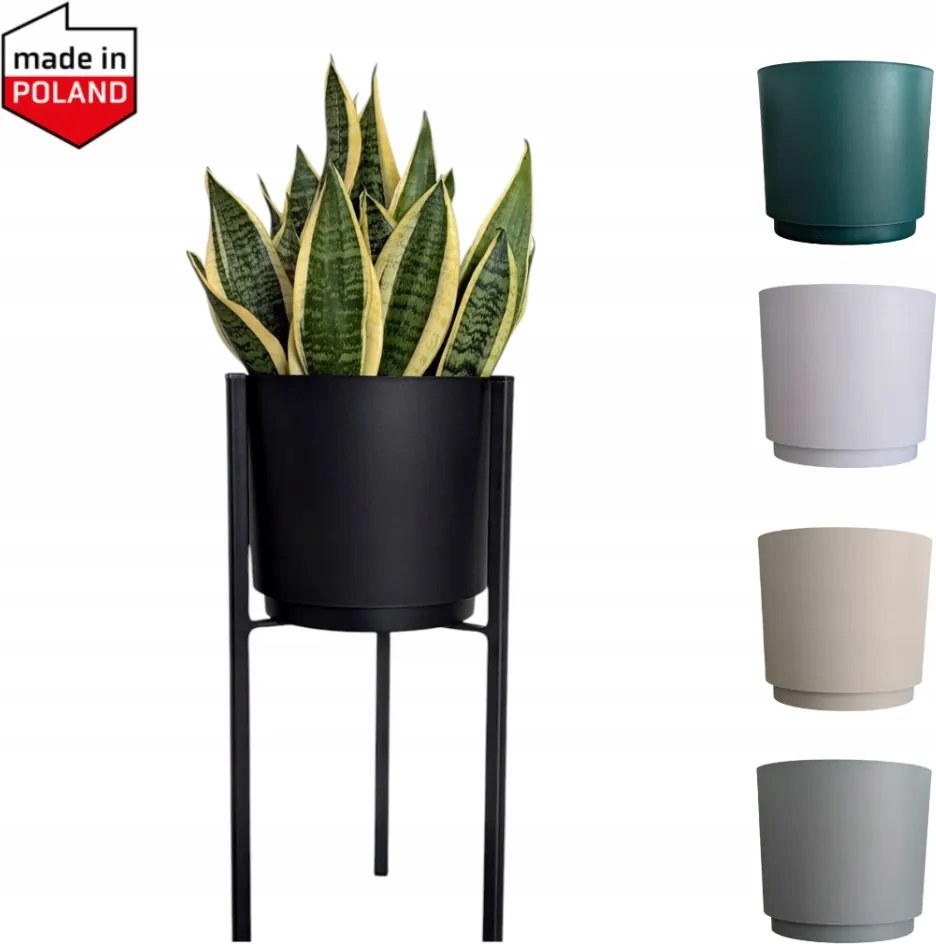 Álló Virágágyás Fém 50CM Fekete Növénytartó Állvány Virágtartóval 5 Szín