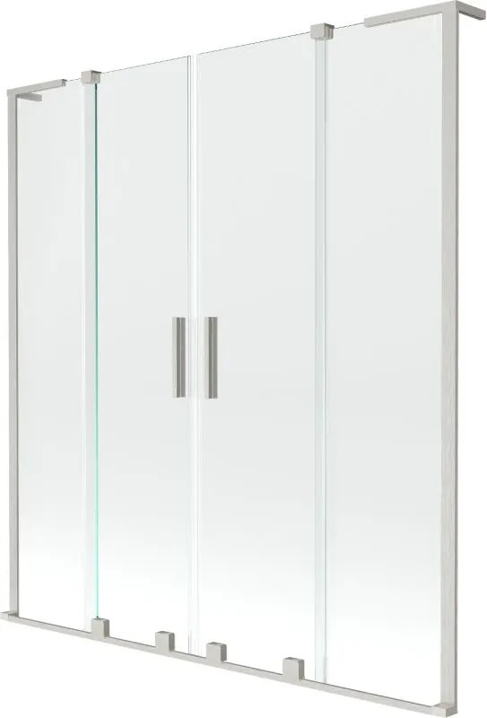 Mexen Velar L Duo kétrészes, 2-szárnyú, 150 x 150 cm-es, átlátszó, szálcsiszolt nikkel felület - 896-150-003-02-97