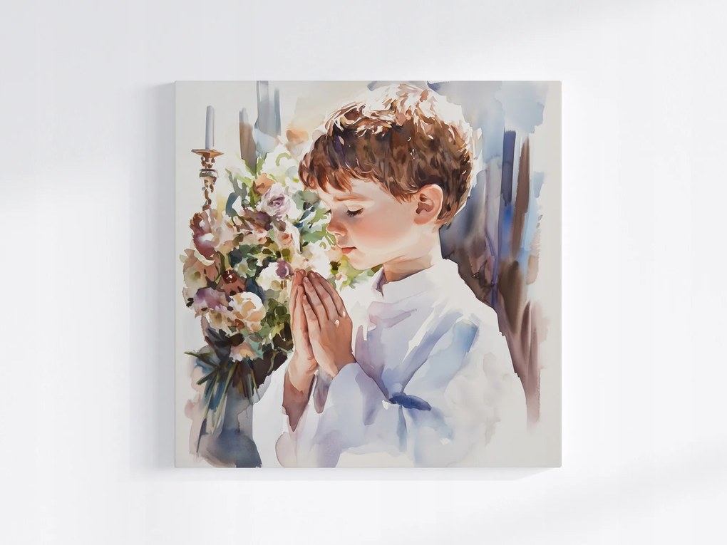 Canvas Vászonkép Fiú Elsőáldozás Ima Szentség 80x80