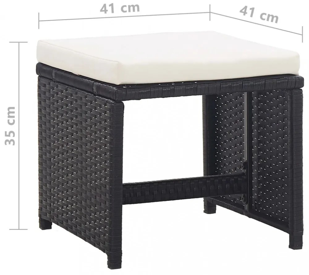 2 db fekete polyrattan kerti ülőke párnával