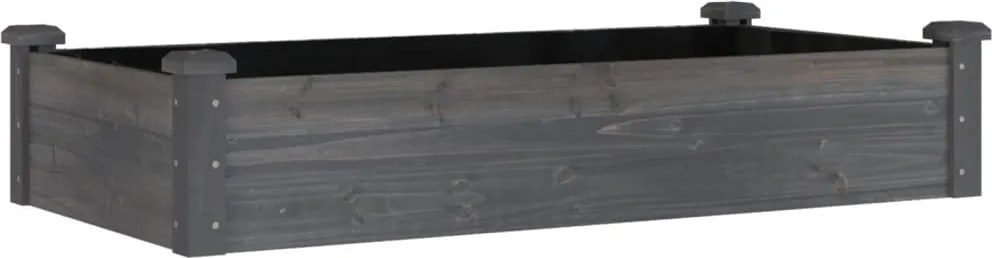 vidaXL szürke tömör fenyőfa kerti magaságyás béléssel 120x60x25 cm