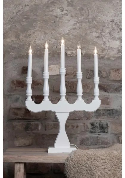 Markslöjd 706278 - Karácsonyi gyertyatartó SVANEHOLM 5xE10/3W/230V fenyő/fehér