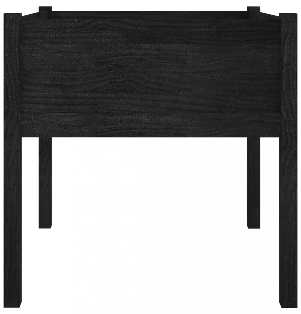 2 db fekete tömör fenyőfa kerti virágtartó 70 x 70 x 70 cm