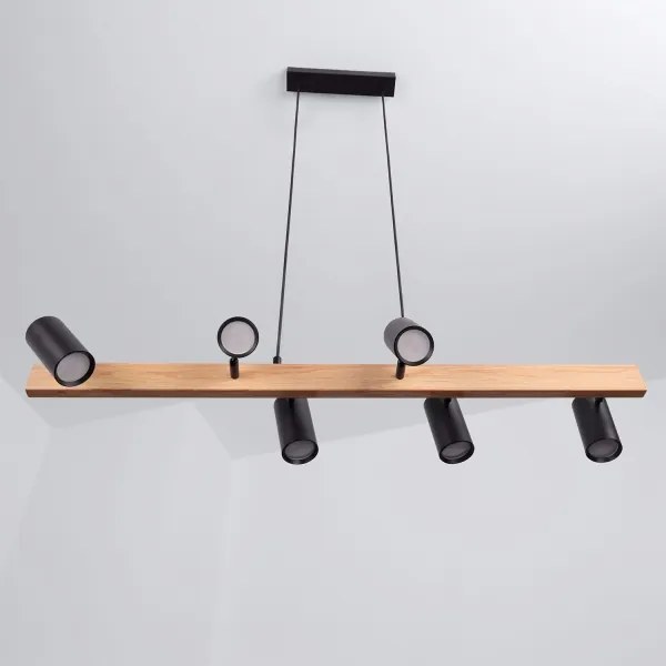 Brilagi - LED RGBW fényerőszabályozható kábelre függesztett csillár SELE 6xGU10/6,5W/230V fekete/tölgy