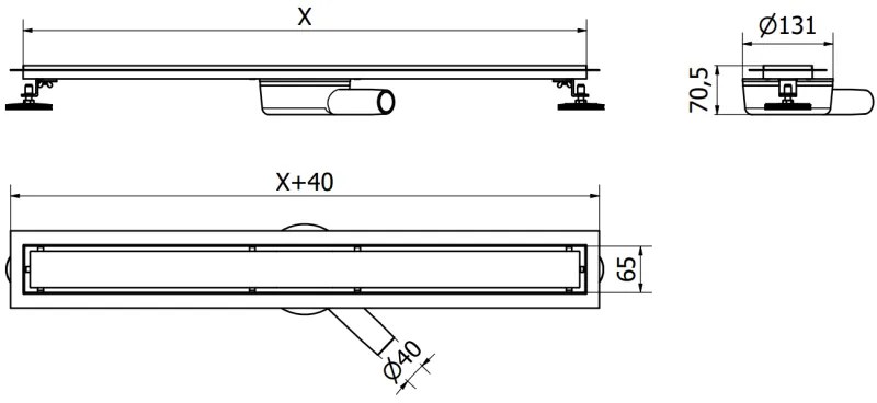 Mexen Flat 360, ereszcsatornatest forgószifonnal 100 cm, fekete matt, 1740100