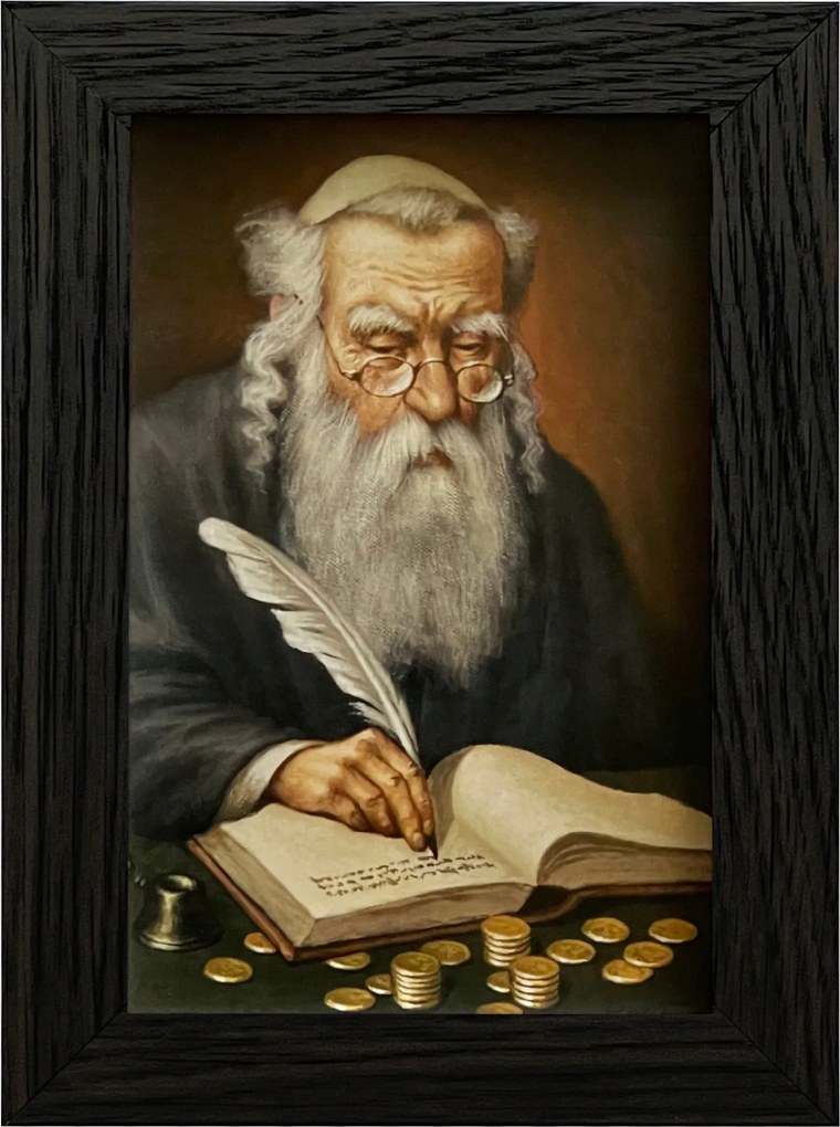 Vászonkép 20x15 Pénzszámláló Zsidó Wenge Keret