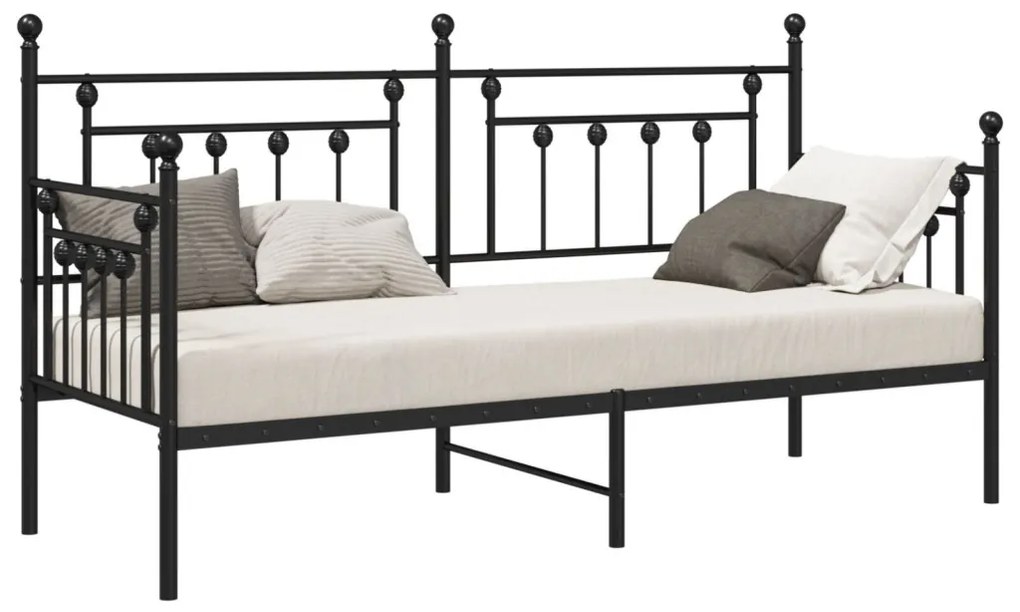 Nappaliágy Keret Fekete 75x190 cm Acél