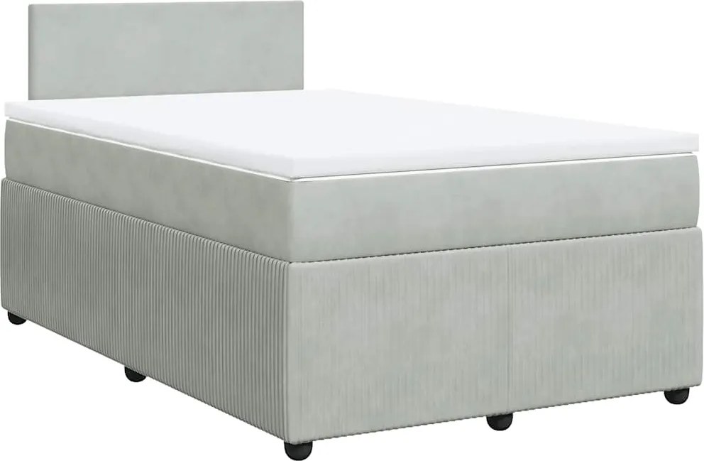vidaXL világosszürke bársony rugós ágy matraccal 120 x 190 cm