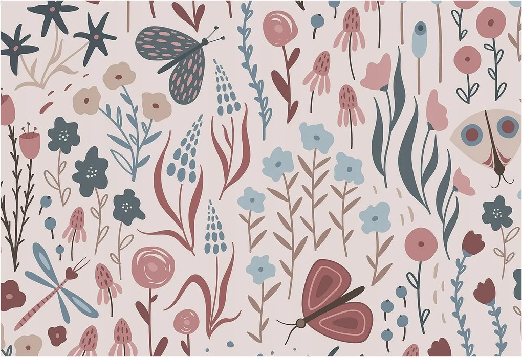 Flizelin tapéta fali flizelin prémium rovar virágok 152x104 ragasztó