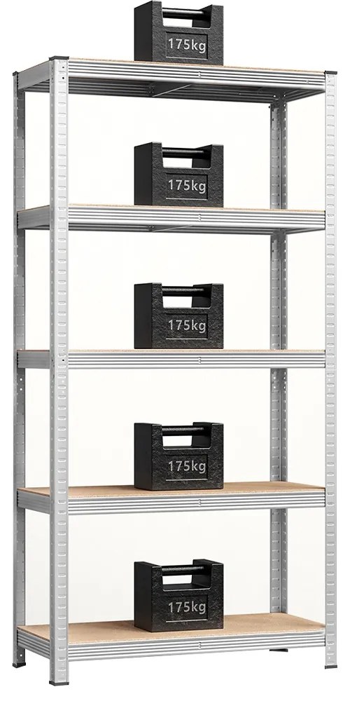 5-szintes acél polcrendszer, 2 db, ezüst