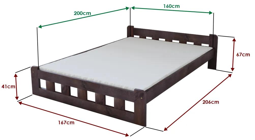 Naomi magasított ágy 160x200 cm, diófa Ágyrács: Lamellás ágyrács, Matrac: Matrac nélkül