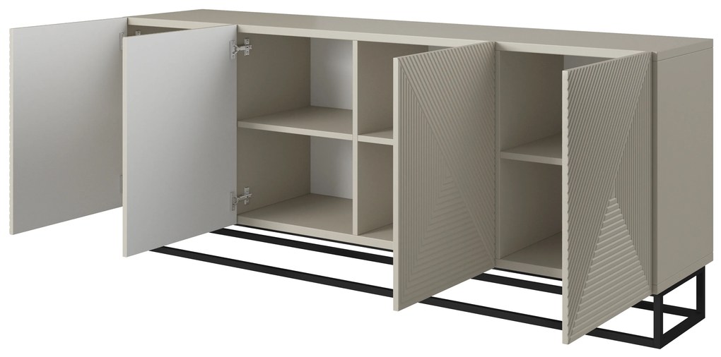 Asha komód 200 cm négyajtós - kasmír / fekete láb