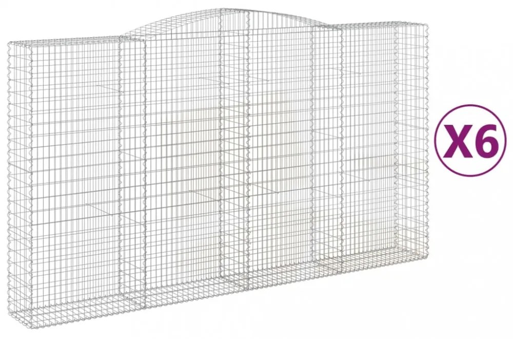 6 db íves horganyzott vas gabion kosár 400x50x220/240 cm