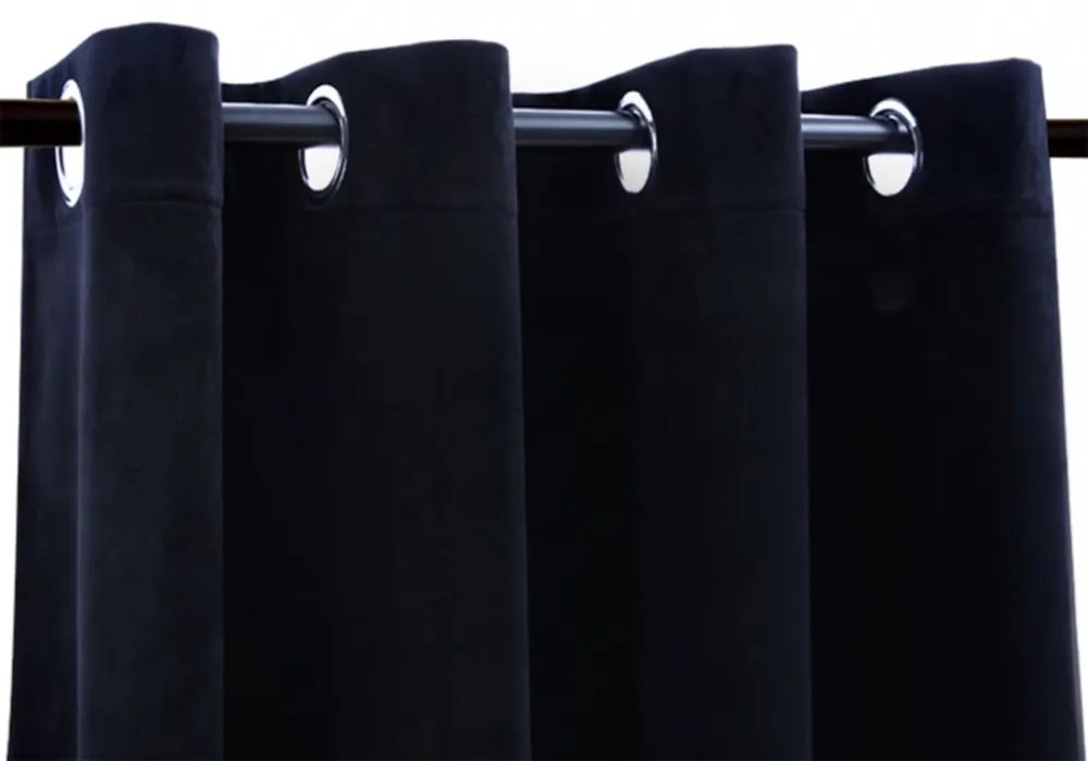 2 db fekete bársony sötétítőfüggöny gyűrűkkel 140 x 225 cm