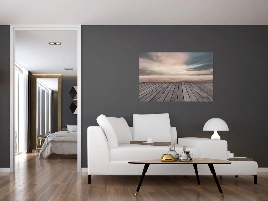 Kép - Móló naplementében (90x60 cm)