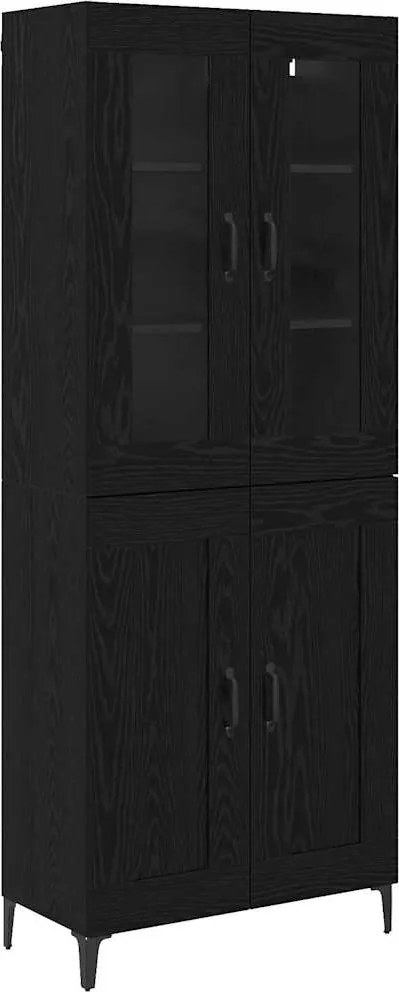 vidaXL Magasfiú Fekete tölgy 69,5 x 34 x 180 cm Faanyag