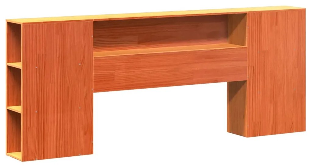viaszbarna tömör fa könyvespolcos ágy matrac nélkül 180 x 200cm