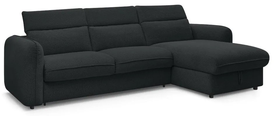 Fekete kinyitható sarokkanapé (variálható) Achille – Bobochic Paris