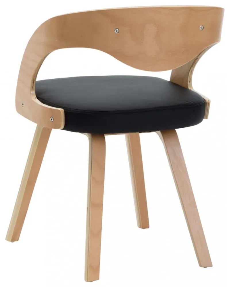 vidaXL 4 db fekete hajlított fa és műbőr étkezőszék