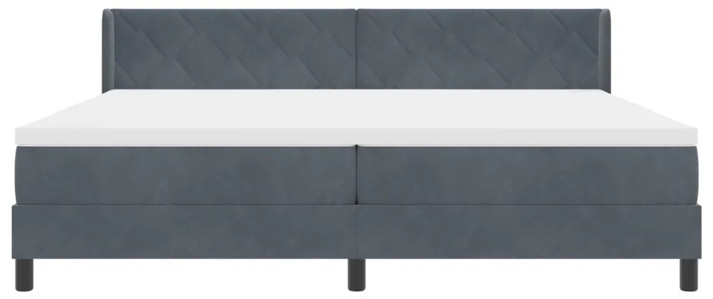 Bokszrugós Ágy Matrac Készült Sötétszürke 200x200 cm Bársonyos