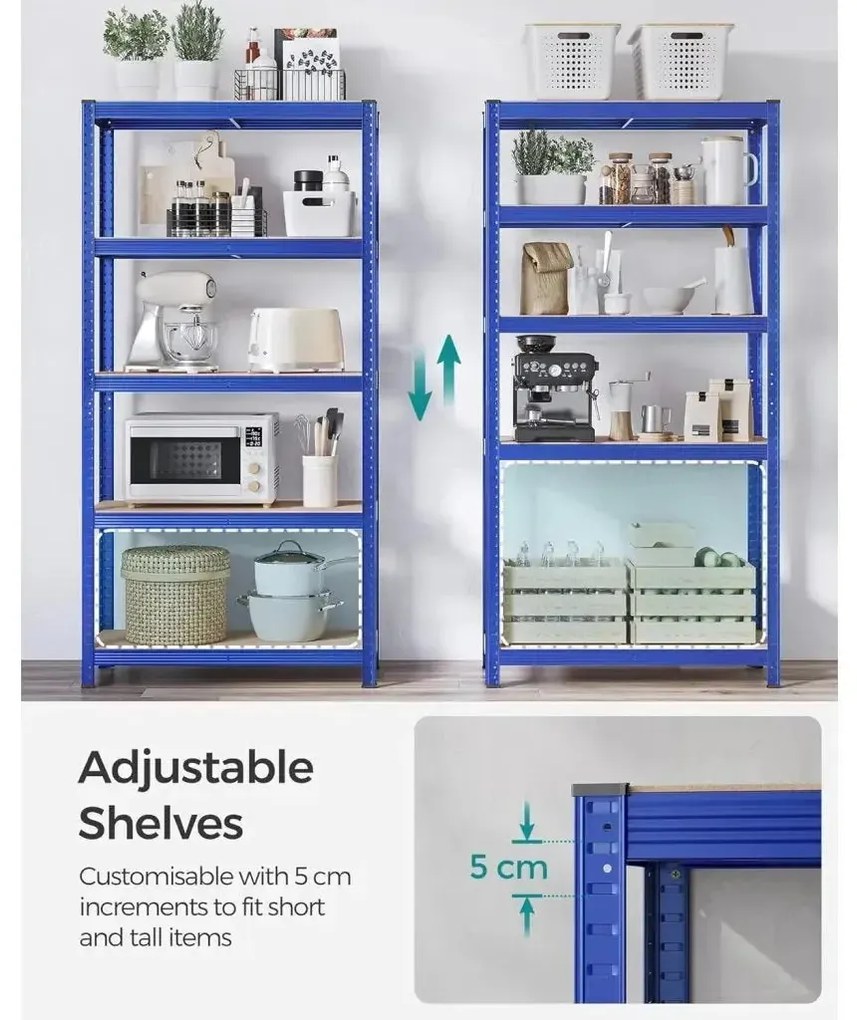 Acél polcrendszer 2 db-os, 180x90x40 cm, kék