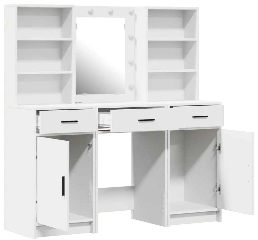 Sminkasztal Készlet 3 pcs Fehér 50 x 41 x 135 cm Faanyag