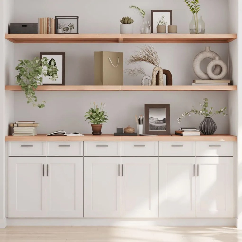 kezeletlen tömör tölgyfa fali polc 200x60x(2-4) cm