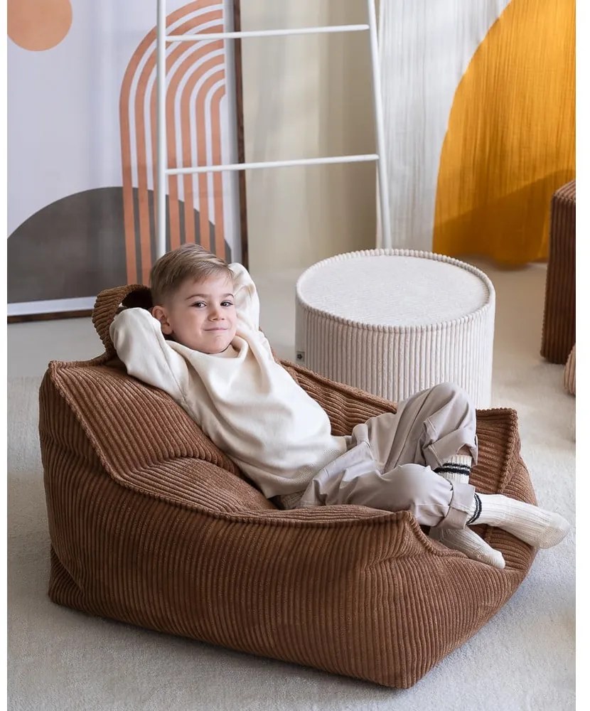 Krémszínű kordbársony gyerek puff – Wigiwama