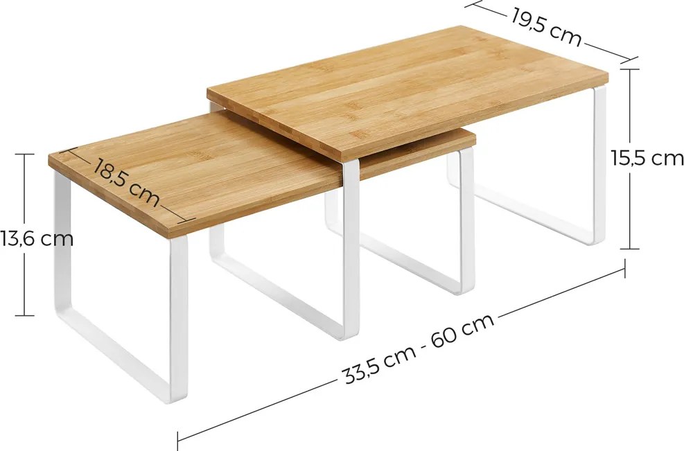CEZAR bambusz rendszerező szett, 2 db, barna/fehér SongmicsHome