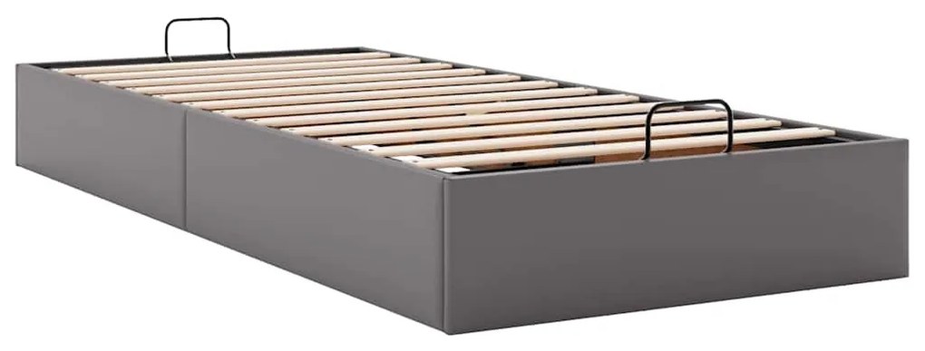 Ottomán ágykeret matrac nélkül szürke 90x200 cm műbőr