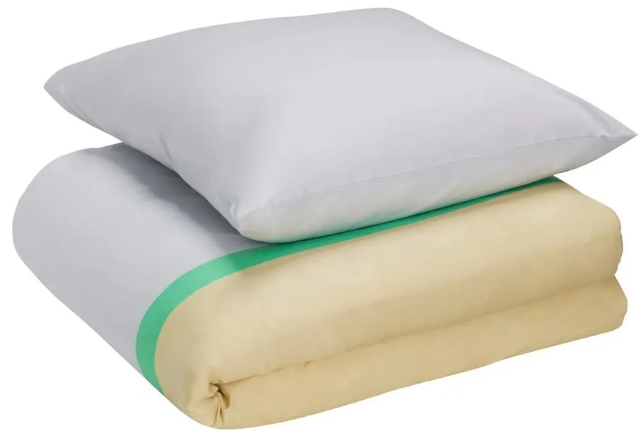 Levendula színű-bézs egyszemélyes hosszabbított pamut ágyneműhuzat 140x220 cm Block – Hübsch