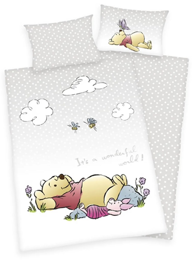 Herding Micimackó gyermek pamut ágynemű kiságyba, 100 x 135 cm, 40 x 60 cm