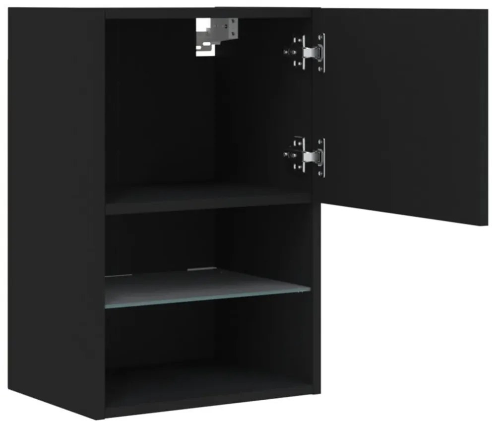 fekete TV-szekrény LED-lámpákkal 40,5x30x60 cm